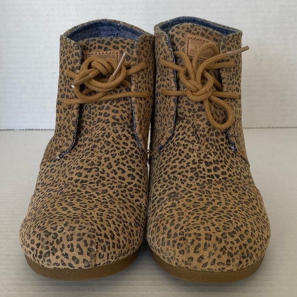 Toms Womens Size 9 Suede Desert Wedge Heeled Bootie Cheetah Print - Picture 9 of 10